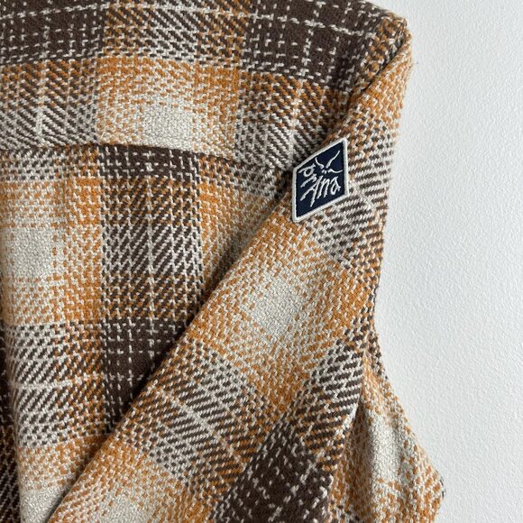 PrAna Jacket Womens XS Brown Orange Plaid Organic Cotton Full Zip Shirt Shacket - Picture 6 of 9